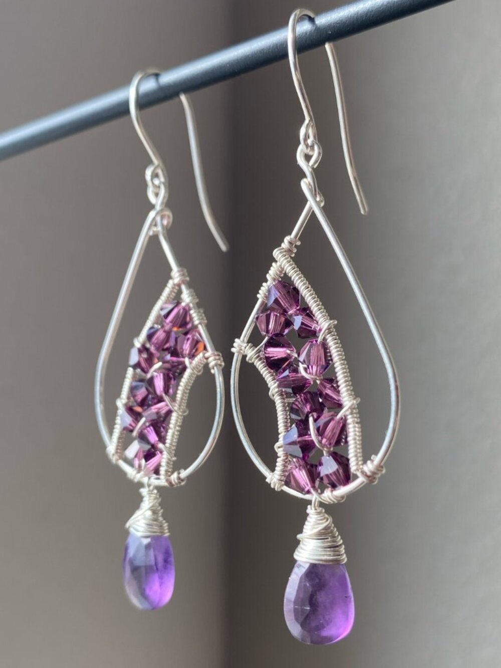 Amethyst, Sterling Silver & Swarovski Earrings